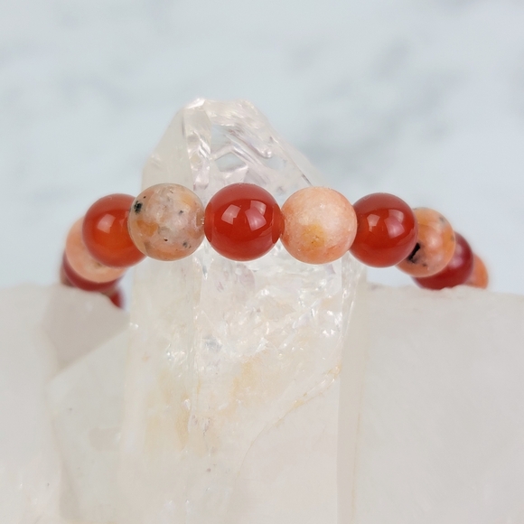 RESERVED for Jolena - Sunstone and Carnelian crystal bead bracelet jewelry - Picture 5 of 7